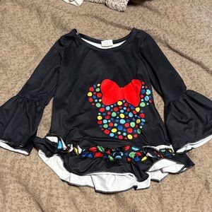 Black Top with Red Bow and Polka Dots